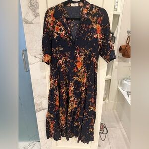 NATURAL LIFE Navy Floral Midi Dress